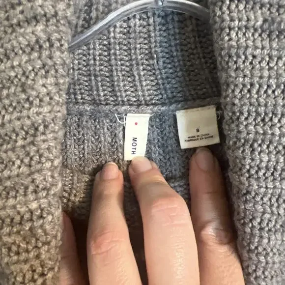 Anthropologie Moth Womens Pullover Sweater Size Small Gray High Low Chunky Knit - Picture 5 of 8